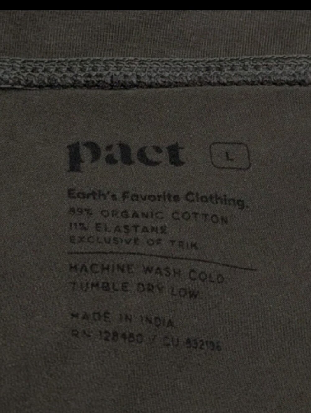 Pact Organic On The Go Leggings Green L Sustainable Granola #8100 - Picture 2 of 10